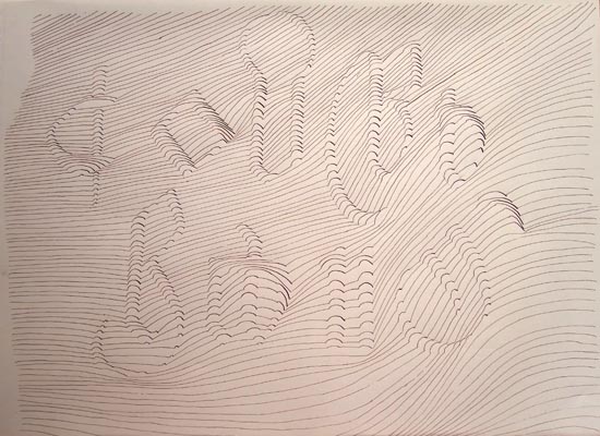 Travaux d'élèves. Hachures en modelé.